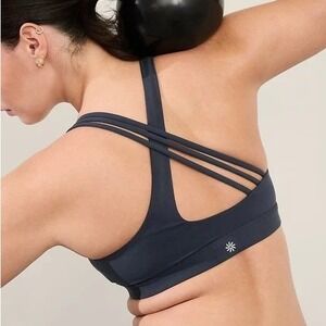 Athleta Womens Strappy Crisscross Back Sports Bra S Blue Active Pilates Gym